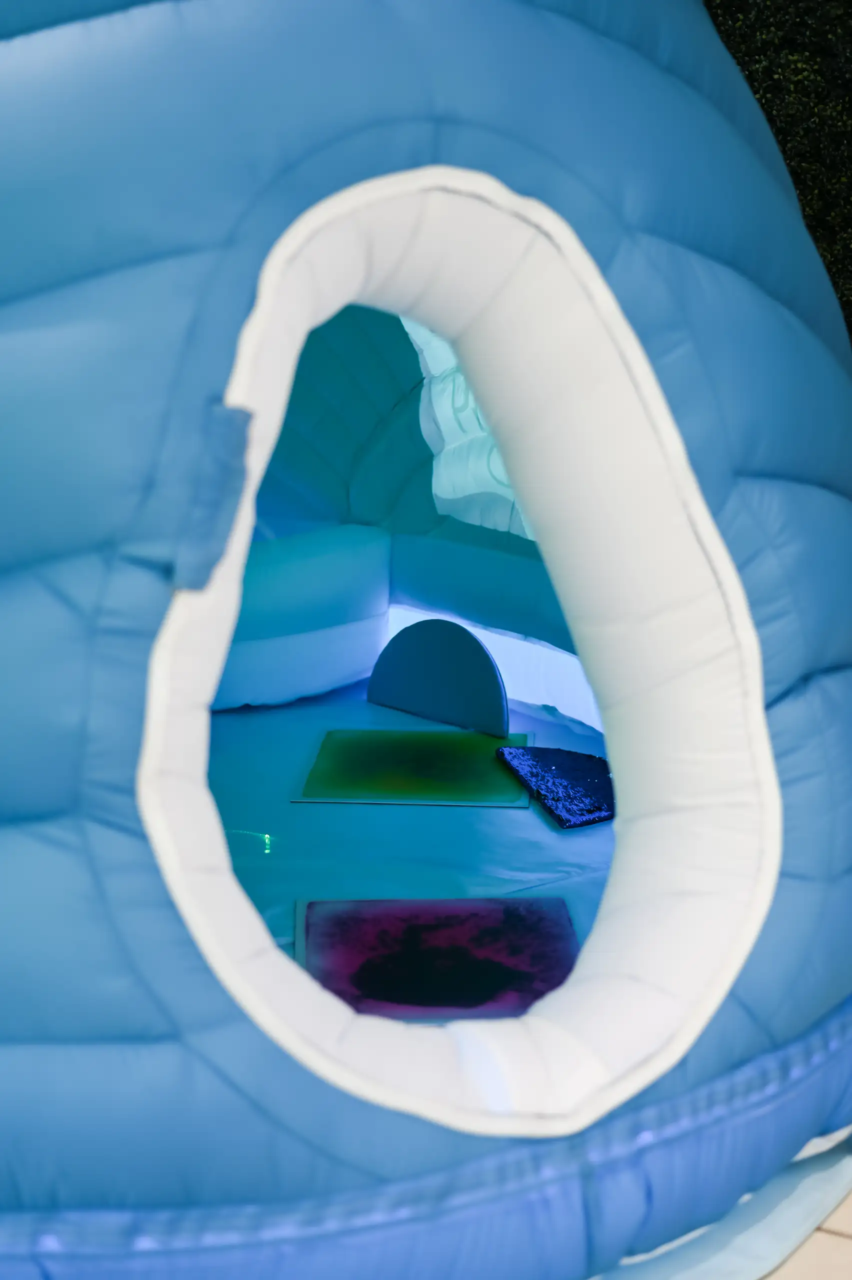 The inside of an inflatable igloo